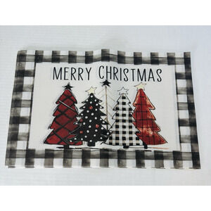Merry Christmas Placemats (6) Holiday Trees Woven Canvas Granny Cottage Core NEW